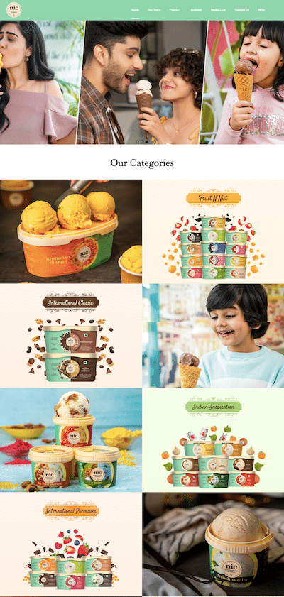 NIC Ice Creams website design case study