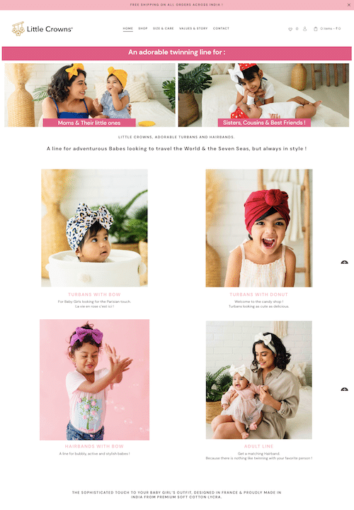 Little Crowns ecommerce website design case study